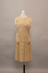Tan Dress with Black Stripes by Buffalo State Fashion And Textile Technology Department