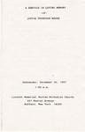 1987-12-30; Pamphlets; A Service In Loving Memory of Lottie Thompson Moore by Lincoln Memorial United Methodist Church