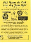 Flyer for 1992 Pennies for Pride Leap Day Gayme Night by Pride Event Committee