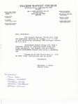 1985-07-14; Letter; Baptismal Services by Pilgrim Missionary Baptist Church