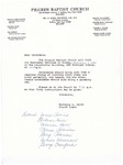 1986-12-07; Letter; Baptismal Services by Pilgrim Missionary Baptist Church