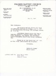1987-05-31; Letter; Baptismal Services by Pilgrim Missionary Baptist Church