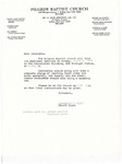 1988-03-06; Letter; Baptismal Services by Pilgrim Missionary Baptist Church