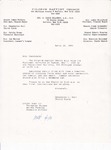 1989-04-26; Letter; Baptismal Services by Pilgrim Missionary Baptist Church