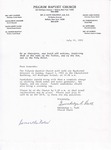 1992-07-19; Letter; Baptismal Services by Pilgrim Missionary Baptist Church