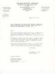 1993-08-25; Letter; Baptismal Services by Pilgrim Missionary Baptist Church