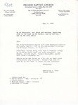 1995-05-14; Letter; Baptismal Services May 21, 1995 by Pilgrim Missionary Baptist Church