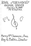 Program; 1989-01-12 by The Royal Serenaders Male Chorus
