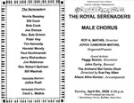 Program; 2009-04-05 by The Royal Serenaders Male Chorus