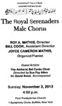 Program; 2013-11-03 by The Royal Serenaders Male Chorus
